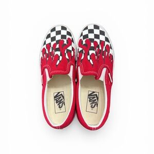 Vans Red Flame Checkered Slip-On Shoes